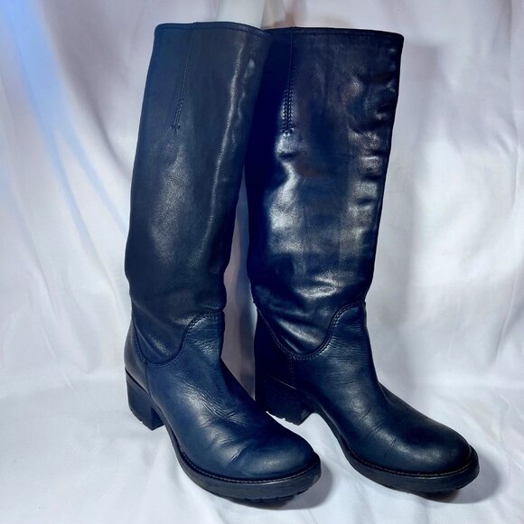 Alberto Fermani (made in Italy)-Women's Black Leather Calf 2" Heeled Moto Boots